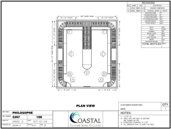 Custom Wine Cellar Los Angeles California CAD drawing (plain view)