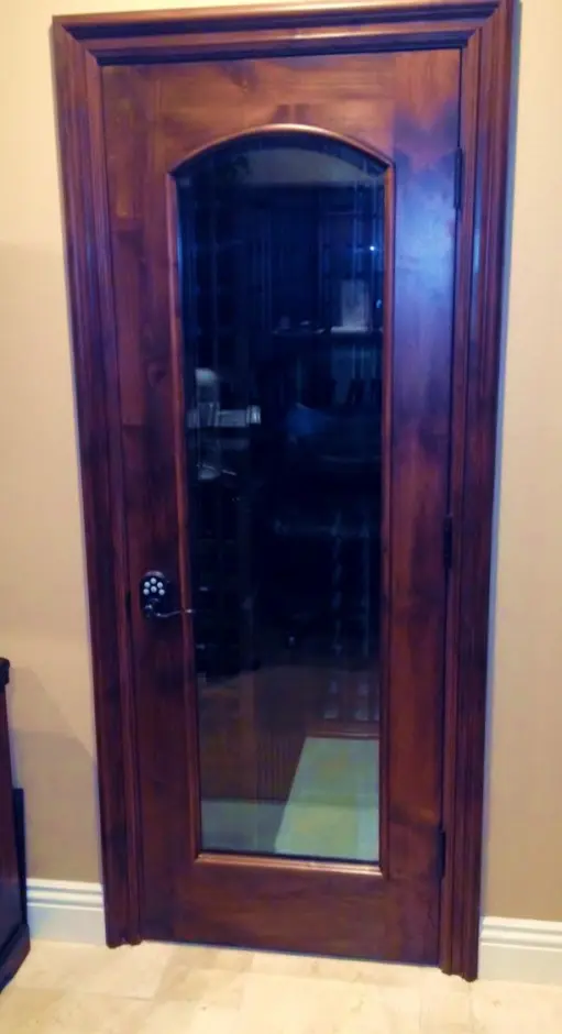 Barolo Arched Beveled Glass Inset Wine Cellar Door