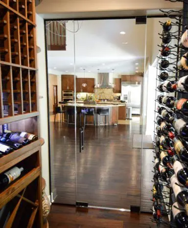 Custom Wine Cellar with Insulated Frameless Glass Door