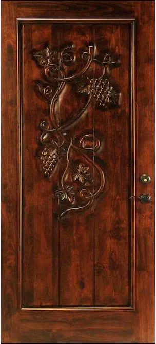 Solid Santa Barbara Style Alder Door with custom carving