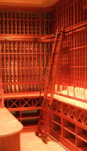 Residential Custom Wine Cellars, Design in Library Style Rolling Ladders