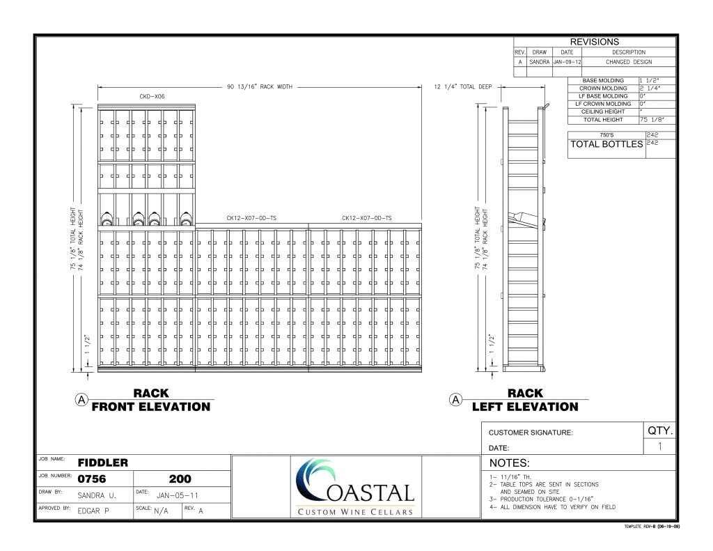 Custom Wine Cellar Designs San Diego California, Renovation Project Before Construction Custom Racks Drawing