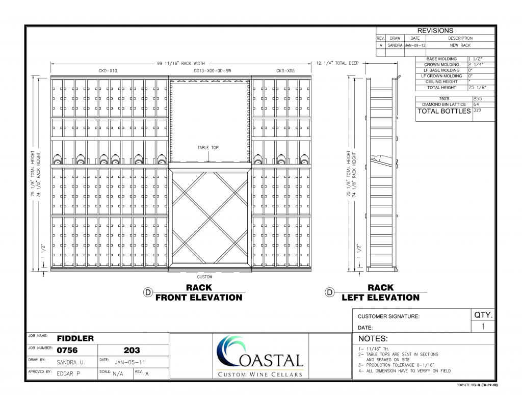 Custom Wine Cellars Construction San Diego California, Renovation Project Before Construction Design Drawing