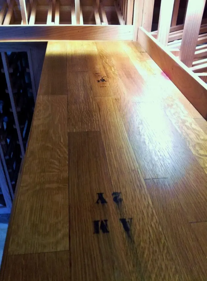 Wine Cellar countertops were custom constructed from 10 year old Napa Valley Oak Wine Barrels