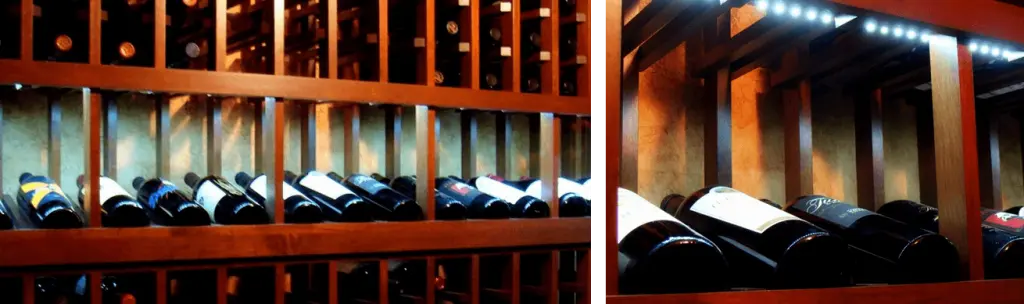 Closet Wine Cellar High Reveal Display Row with LED Lighting System