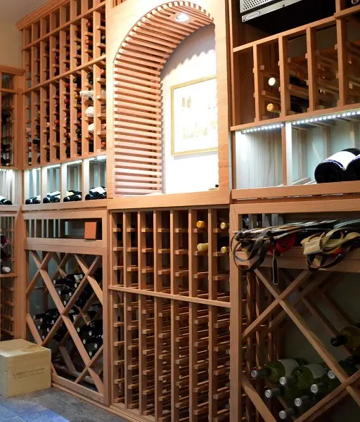 Residential Wine Room Racks: Stlyish Arch, TableTop & Diamond Bins