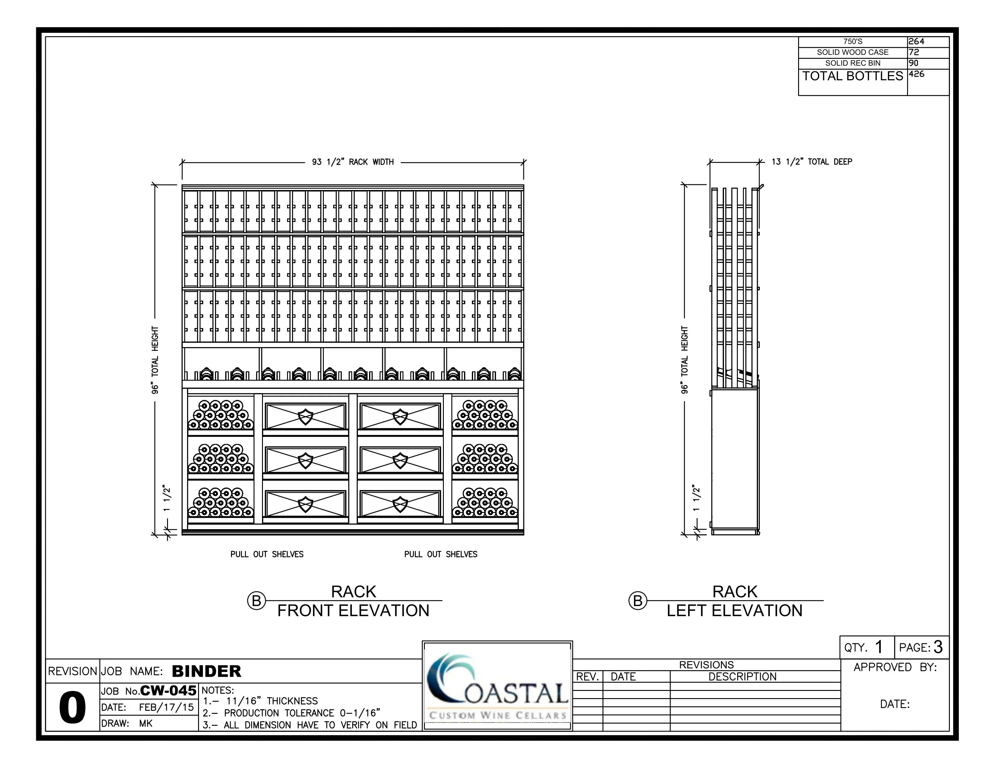 Irvine Binder California wine cellar elevation B