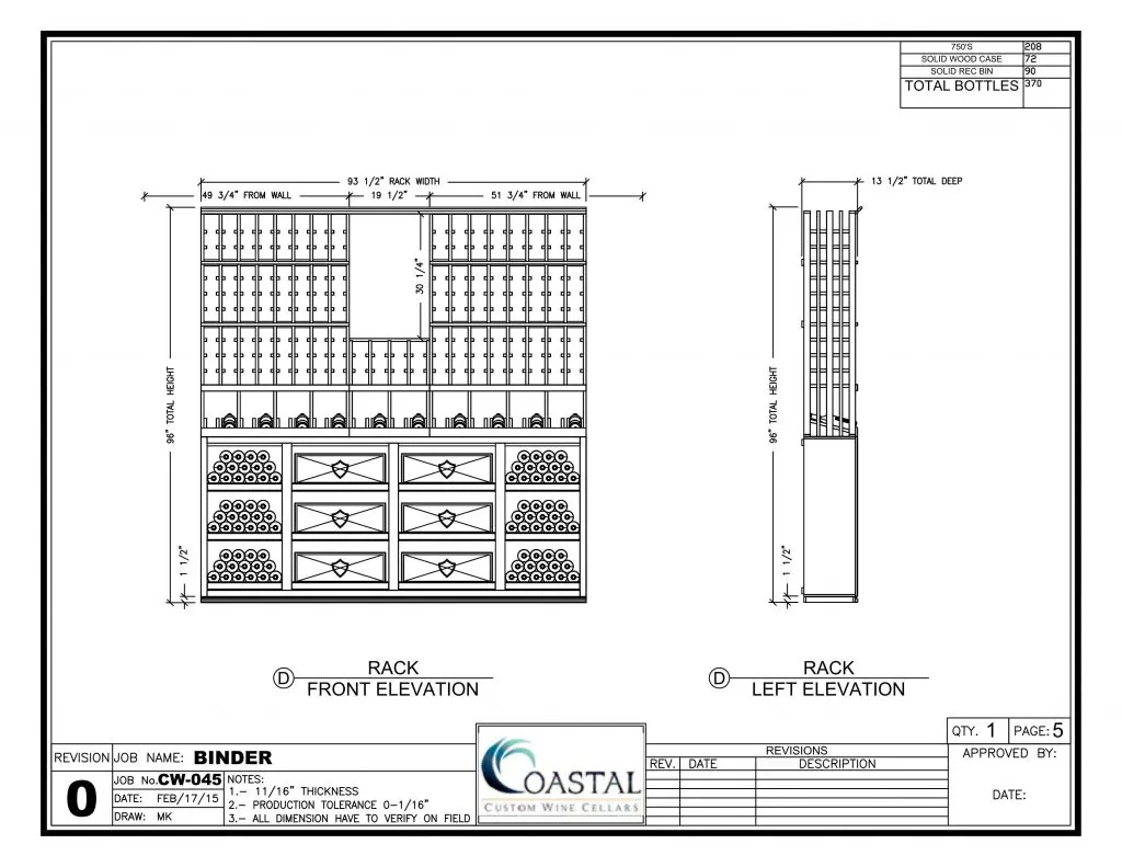 Irvine Binder California wine cellar elevation D