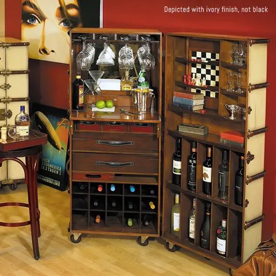Le Cache Wine Furniture_Chalk _Stateroom Bar Black Finish, #15361
