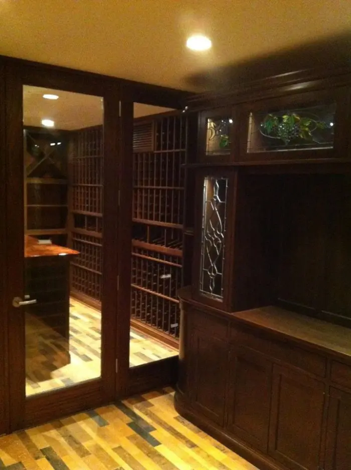 Glass Wine Cellar Door with Wooden Frame