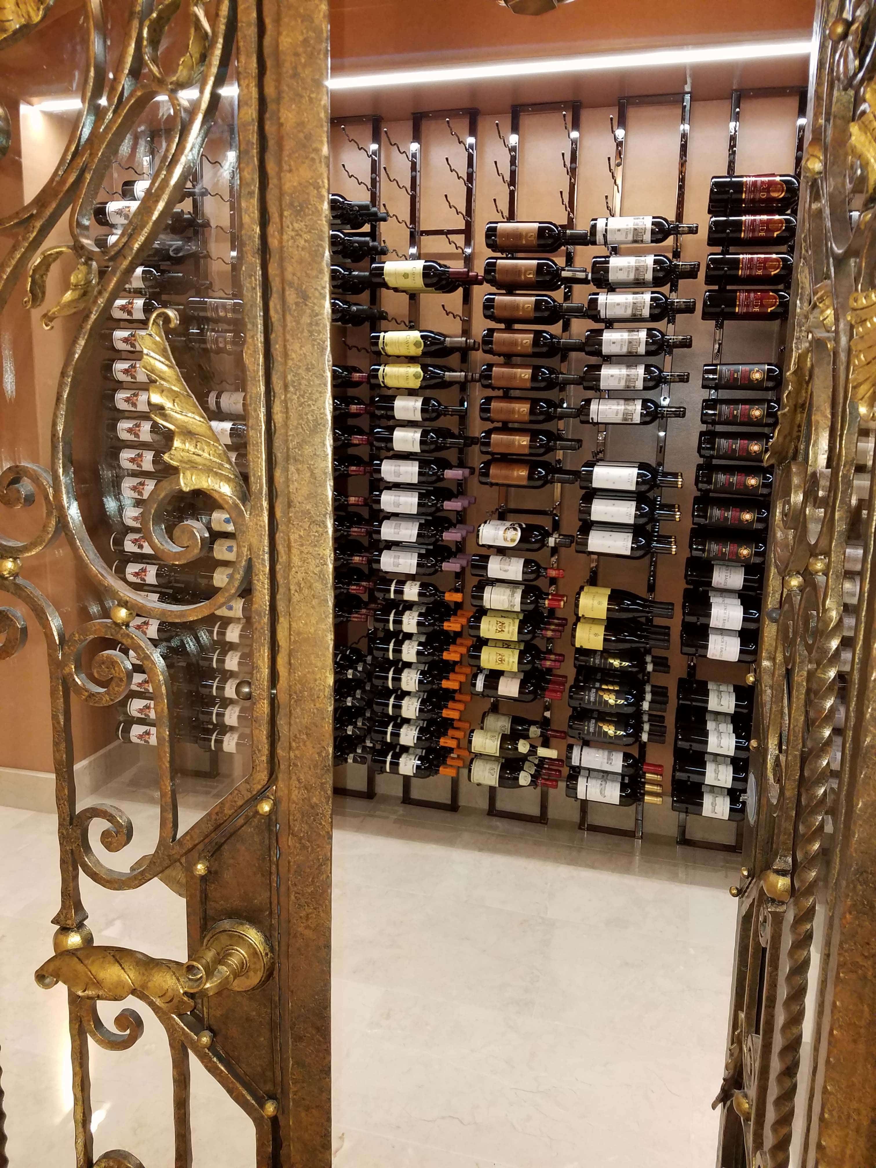 A Stunning Floor To Ceiling Metal Wine Rack Display In Irvine