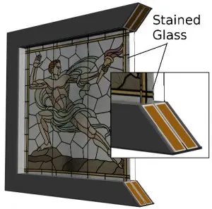 Custom Wine cellar Door Triple Paned IG unit with Stained Glass