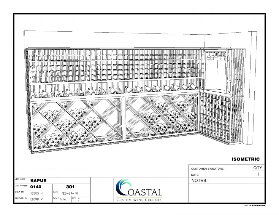 New Jersey Custom Wine Cellar Design CAD Image