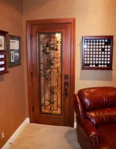 The Custom Wine Cellar Door Complements the Traditional Style Custom Home Wine Cellar