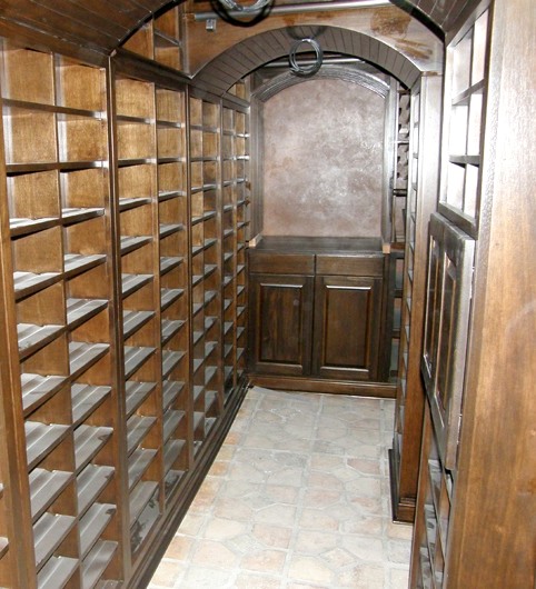 Custom Wine Cellar California with Earthquake Proof Wood Wine Racks