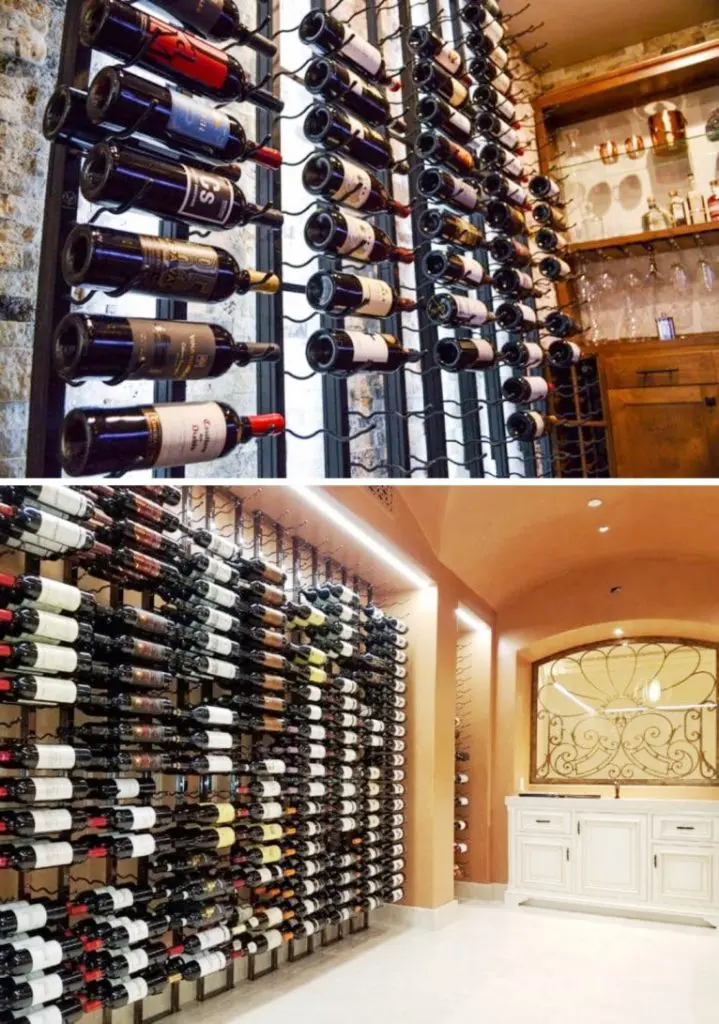 Contemporary Metal Wine Cellar Racks Installed in Homes