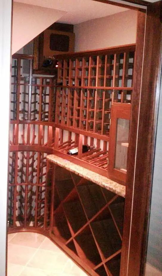Custom Wine Cellar Racks with Cigar Humidor