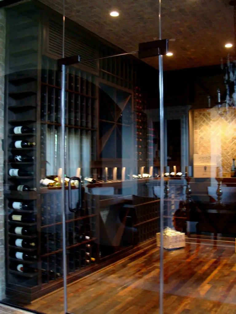 Stave Wine Barrel Flooring in Newport Beach Coast Home Wine Cellar