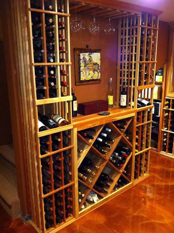 Custom Wine Cellar with Glass Stemware Rack