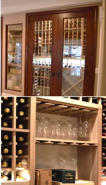 Stemware Wine Racks and Glass Wine Cellar Doors