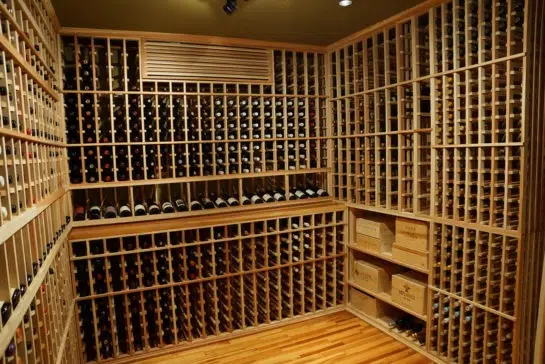 Traditional Wine Storage Racks Designed for a Home Wine Cellar in California