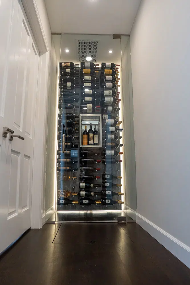Modern Wine Cellar With Clear Glass Enclosure