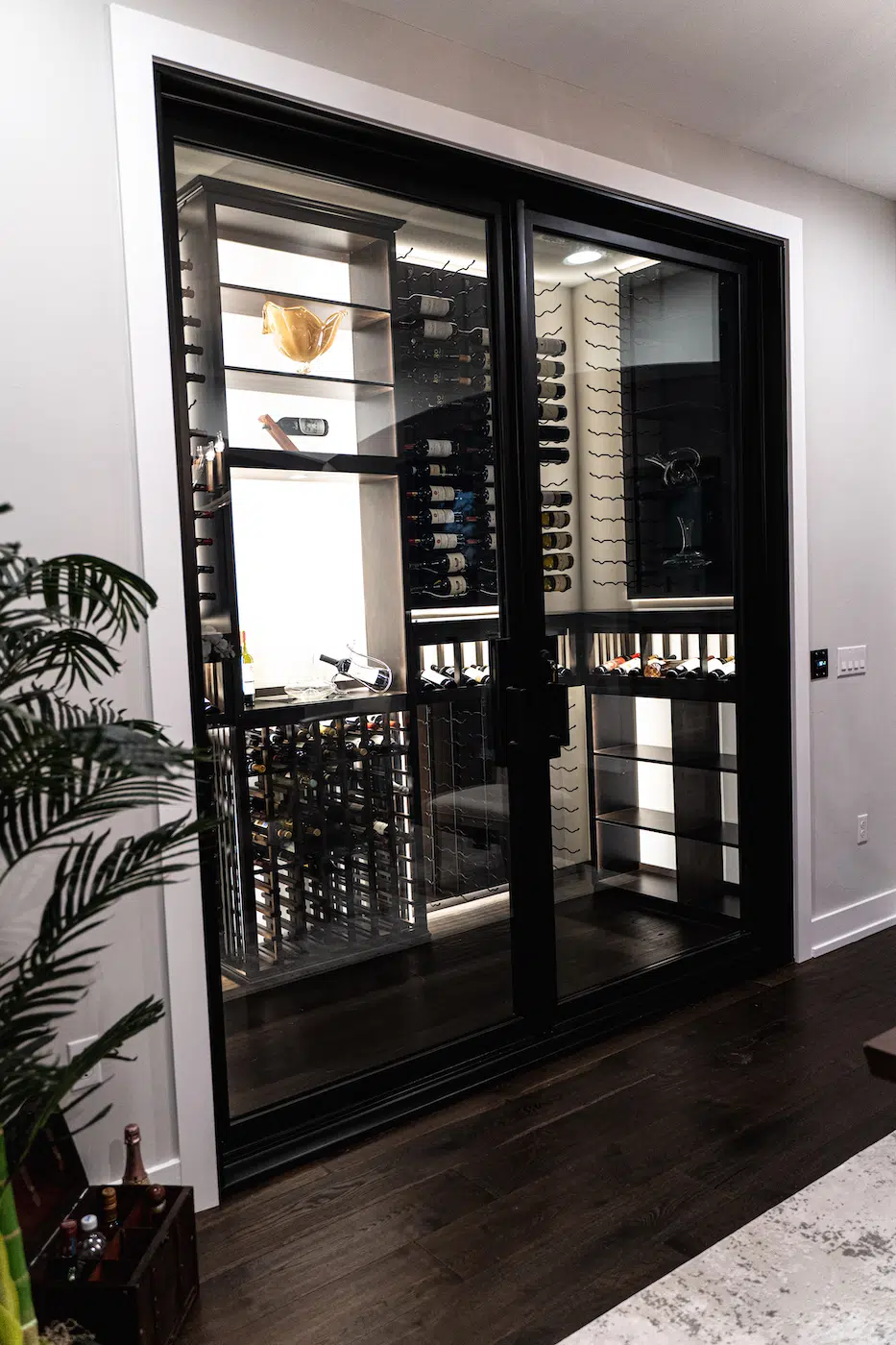 Custom Glass Wine Cellar Invisible Cooling System