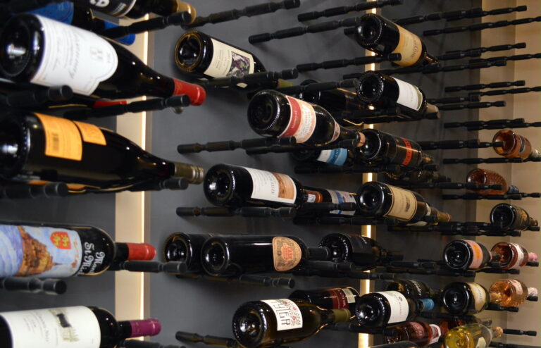 Metal Wine Racks in Home Wine Cellar