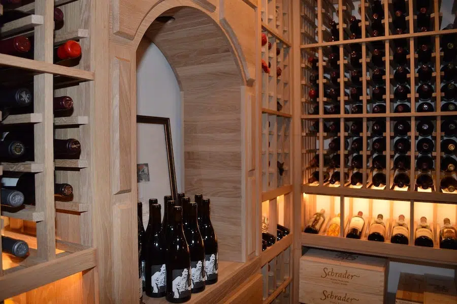 Arched Nook Rustic Wine Cellar Design