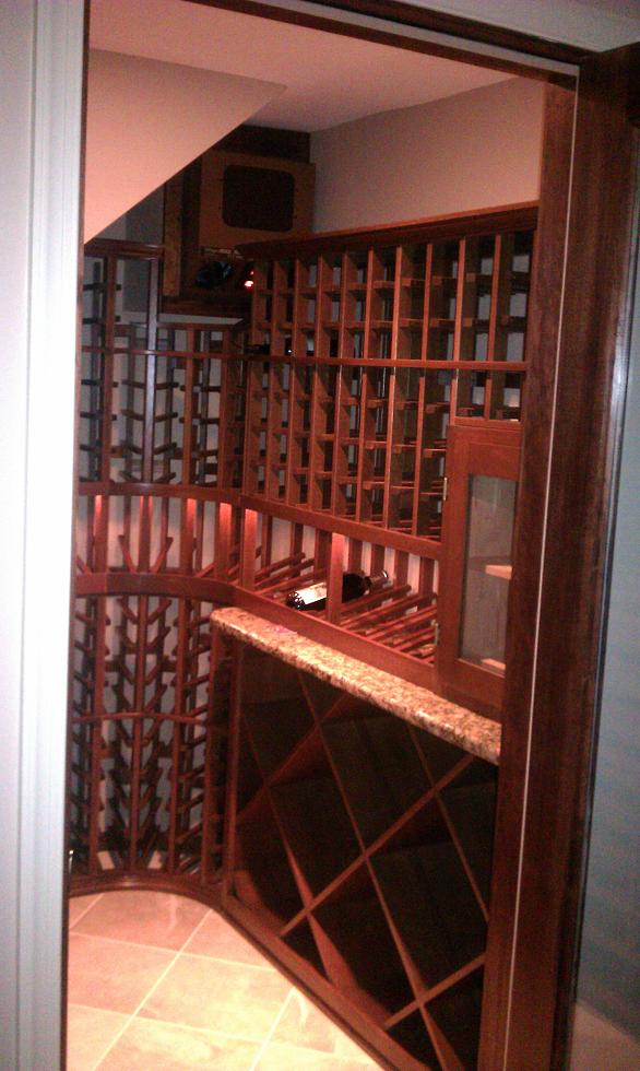 Wine Storage Design Under The Stairs with Redwood Wine Racks