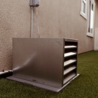 Split system cooling units are a very effective way to cool a home wine cellar. This is the exterior part of the system.