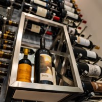 A display nook like this one allows you to showcase some of your more beautiful wine bottles.