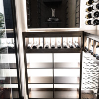 Apart from metal racks, wooden racks and shelves made from Alder wood is also present.