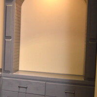 This decanting area came was also customize, and came with two subclosing drawers and two cabinets. Decanting Home Wine Cellar Table