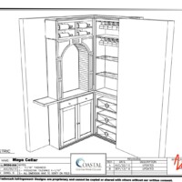 When you step inside the cellar, this will be your view in the right hand corner. The arched table is in the center while stemware racks and additional storage are on the side. Home Wine Cellar Racking Design Drawing
